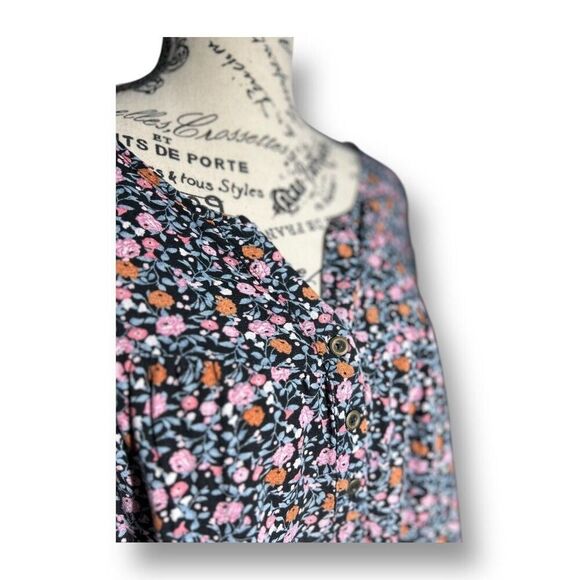 Knox Rose XXL Floral Boho Peasant Blouse Long Sleeve Tunic Top Flowy Cottagecore - Picture 6 of 7